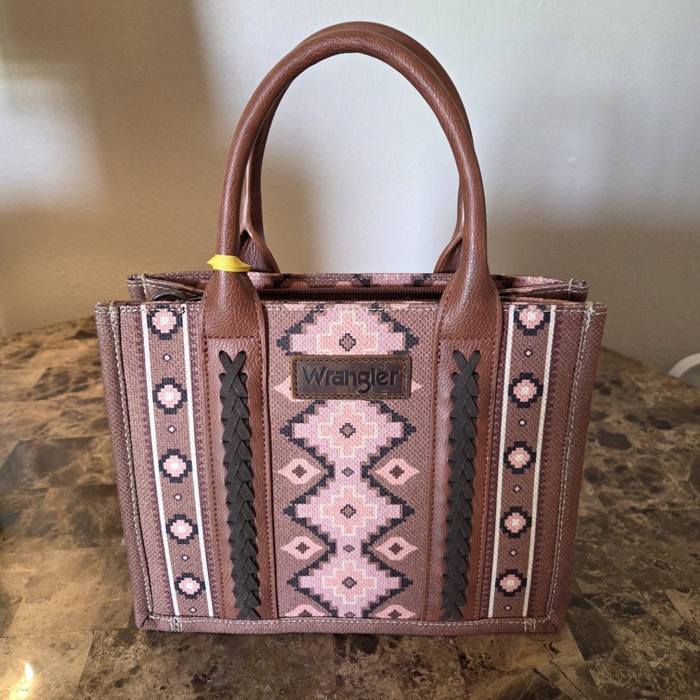 Wrangler Ladies Brown Southwestern Print Small Tote Crossbody Bag western aztec